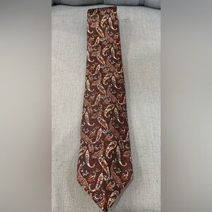 Christian Dior Cravates Brown Paisley Silk Tie